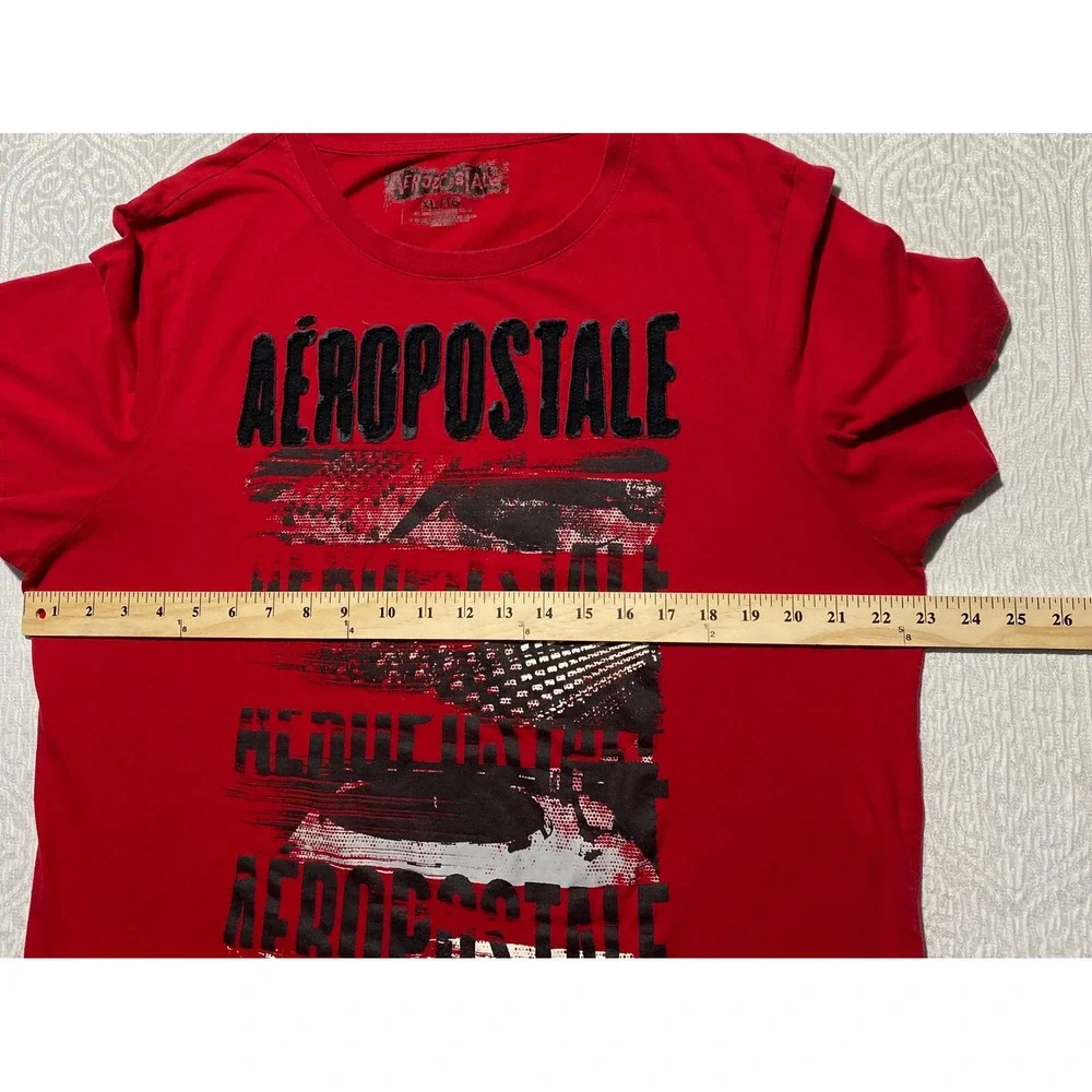 Aeropostale Mens Red Graphic Logo T-Shirt Short Sleeve Crew Neck Cotton XL - Picture 4 of 6